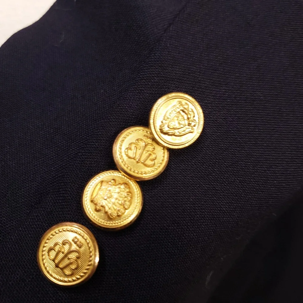 Chaps Ralph Lauren Blazer Mens 42R Navy Blue Wool Gold Crest Buttons Sport Coat